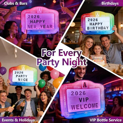 لافتة خدمة الزجاجة LED مع 4 مجموعات من الحروف والأرقام، لافتة فتاة الزجاجة للنوادي، لافتة خدمة الزجاجة لكبار الشخصيات مع جهاز تحكم عن بعد، لافتة نادي مضيئة للحفلات والمناسبات in Kuwait