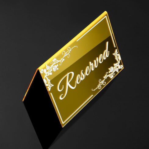 10Pack Acrylic Mirrored Reserved Table Signs Gold 6" x 4" Double Sided Reservation Seating Table Tents Gold Acrylic Signs Cards for Wedding, Reception, Restaurant, Ceremony, Events in Saudi Arabia
