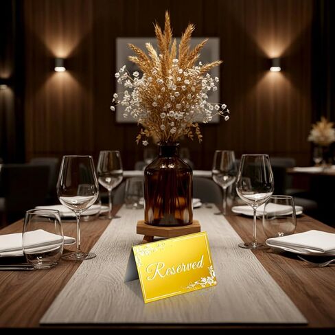 10Pack Acrylic Mirrored Reserved Table Signs Gold 6" x 4" Double Sided Reservation Seating Table Tents Gold Acrylic Signs Cards for Wedding, Reception, Restaurant, Ceremony, Events in Saudi Arabia