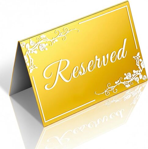10Pack Acrylic Mirrored Reserved Table Signs Gold 6" x 4" Double Sided Reservation Seating Table Tents Gold Acrylic Signs Cards for Wedding, Reception, Restaurant, Ceremony, Events in Saudi Arabia