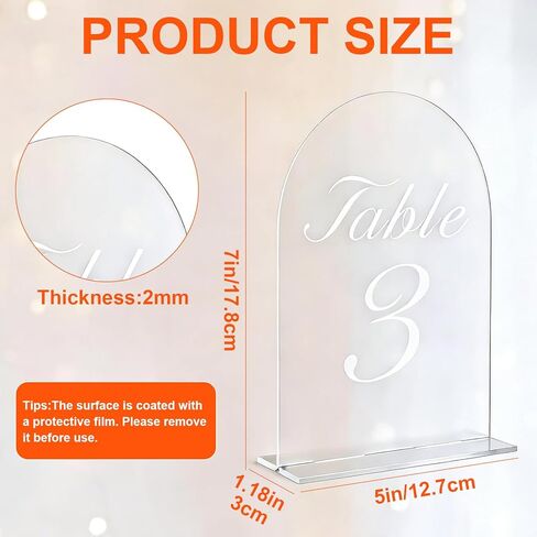 30 Pack Arch Wedding Table Numbers 1-30 with Stands, 5x7 inches Clear Acrylic Table Number Holders Wedding Signs Place Cards for Wedding Reception, Party, Anniversary, Events in Saudi Arabia