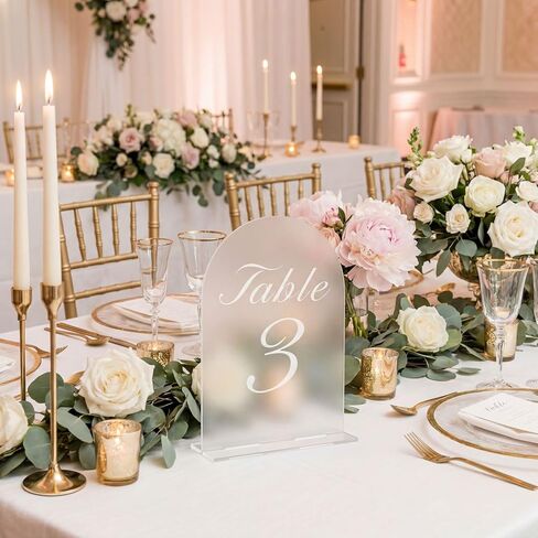 30 Pack Arch Wedding Table Numbers 1-30 with Stands, 5x7 inches Clear Acrylic Table Number Holders Wedding Signs Place Cards for Wedding Reception, Party, Anniversary, Events in Saudi Arabia