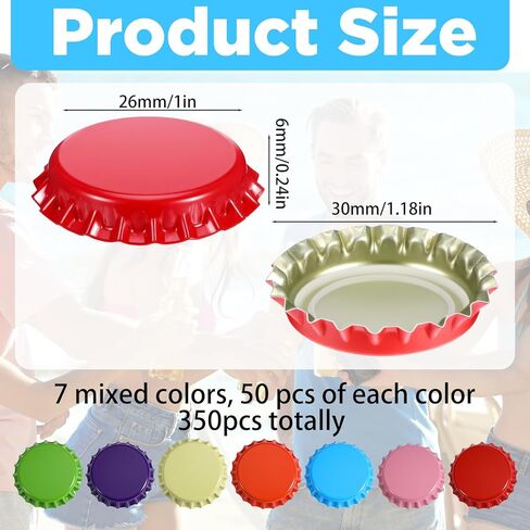 350 Count Beer Bottle Caps Oxygen Absorbing Crowns, Ideal for Homebrew, Standard Homebrew Bottle Tops for Glass Bottles, PVC-Free Crown Caps for Beer Bottling, 7 Assorted Colors in Kuwait