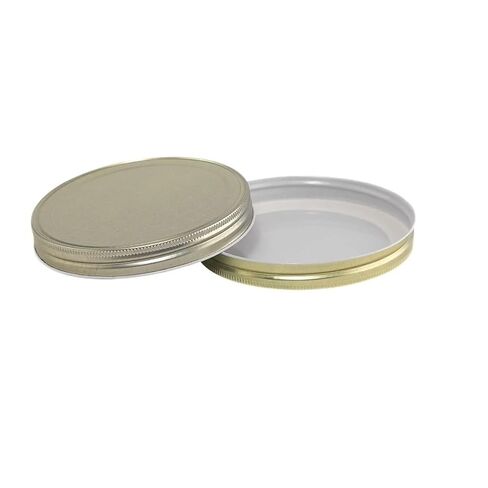 North Mountain Supply 110mm Gold Metal Lids – Fits Wide Mouth Glass Jars – Pack of 4 – Plastisol Lined, Leak-Proof Seal – Made in USA in Kuwait