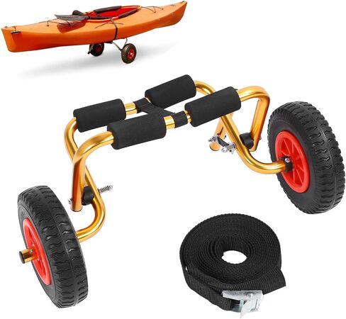 Kayak Cart, Canoe Dolly with 10in Solid Tires, Adjustable Foldable Aluminum Frame, Foldable Kayak Dolly Carrier Aluminum Wheels for Kayaking Small Boats in Saudi Arabia