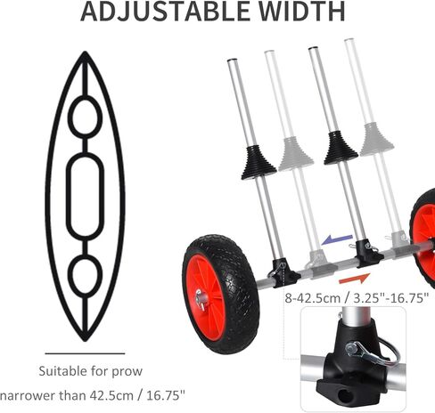 Universal Kayak Cart with Adjustable Crossbar & Durable Aluminum Frame - 165 lbs Weight Capacity in Saudi Arabia