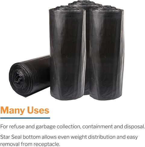 McKesson 30 Gallon Trash Bags - 250 Count, 30" x 36" Black Garbage Bags, Durable 0.58 Mil with Star-Sealed Bottom, Large Trash Can Liners for Commercial Use, Coreless Rolls in Kuwait