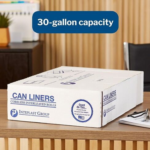 McKesson 30 Gallon Trash Bags - 250 Count, 30" x 36" Black Garbage Bags, Durable 0.58 Mil with Star-Sealed Bottom, Large Trash Can Liners for Commercial Use, Coreless Rolls in Kuwait