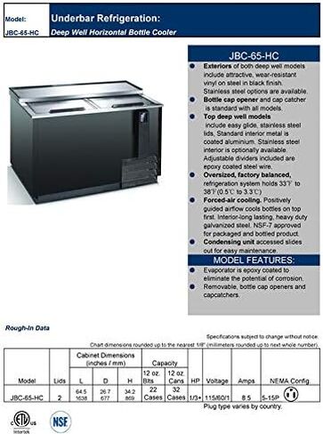 Horizontal Bottle Cooler Deep Well 65" Width NSF Certified Commercial beer bottle Refrigerator Black 33°-38°F Top-Loading in Saudi Arabia