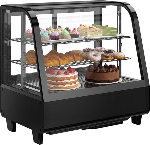 ثلاجة عرض المعجنات Upstreman كونترتوب، ثلاجة عرض الكعك التجارية 3.5 قدم مكعب، واجهة عرض المخبوزات مع ضوء LED، ترموستات رقمي، للمقهى، المطعم، المتجر (CD35) in Kuwait