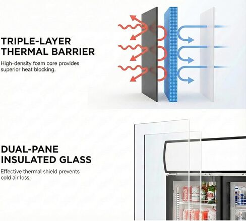 Commercial Refrigerator Glass 2-Door Sliding Door Merchandiser Display Cooler Beverage Fridge Drink cooler NSF Certified, 48 inches width, capacity 40 cuft 110V, Restaurant Kitchen Cafe LCG-1000BFS in Kuwait