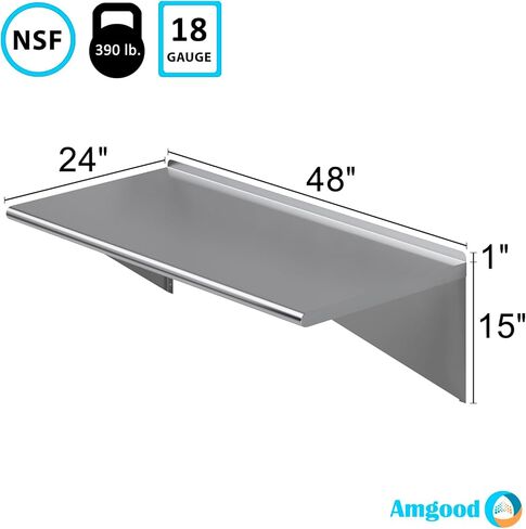 AmGood 24" X 48" Stainless Steel Wall Shelf | NSF | Garage, Laundry, Storage, Utility Room | Restaurant, Commercial Kitchen in Kuwait