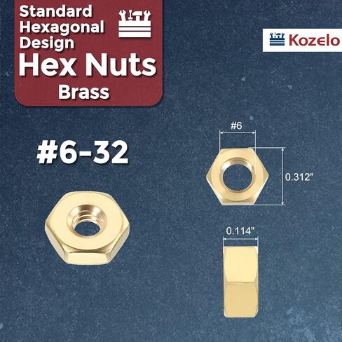 15pcs Hex Nuts - [5/16"-18] Brass Hardware Nuts for Mechanical Repair & Assembly, Electrical Fastening, Standard Coarse Thread Nut, Yellow in Saudi Arabia