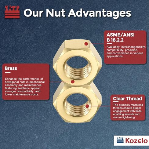 15pcs Hex Nuts - [5/16"-18] Brass Hardware Nuts for Mechanical Repair & Assembly, Electrical Fastening, Standard Coarse Thread Nut, Yellow in Saudi Arabia
