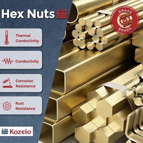 15pcs Hex Nuts - [5/16"-18] Brass Hardware Nuts for Mechanical Repair & Assembly, Electrical Fastening, Standard Coarse Thread Nut, Yellow in Saudi Arabia