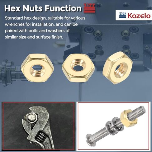 15pcs Hex Nuts - [5/16"-18] Brass Hardware Nuts for Mechanical Repair & Assembly, Electrical Fastening, Standard Coarse Thread Nut, Yellow in Saudi Arabia