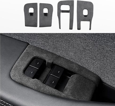 Suede Window Switch Panel Cover Trim, Window Glass Lift Button Panel Trim Cover, Car Accessories Compatible with Tesla Model 3 2017-2023 Tesla Model Y 2020-2024,Interior Trim Cover in Kuwait