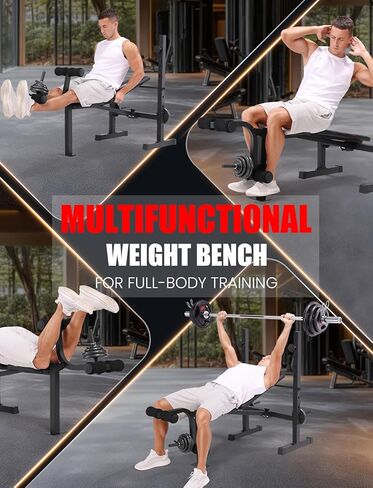 OPPSDECOR Adjustable Weight Bench Set with Squat Rack, 3 Sec Folding Workout Bench for Full Body Exercise, 600LBS All-in-One Bench Press with Leg Curl & Leg Extension, Incline Decline Flat Home Gym Bench for Teens Adults in Saudi Arabia