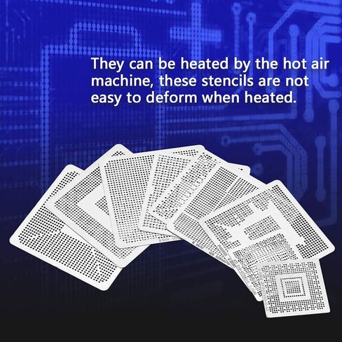 BGA Reballing Stencils، 33 قطعة من الفولاذ المقاوم للصدأ BGA قالب استنسل Reballing Rework Net سهل التركيب لأجهزة الكمبيوتر المحمول وسطح المكتب in Kuwait