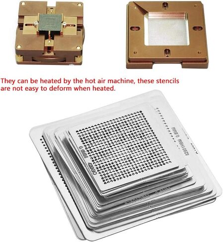 BGA Reballing Stencils، 33 قطعة من الفولاذ المقاوم للصدأ BGA قالب استنسل Reballing Rework Net سهل التركيب لأجهزة الكمبيوتر المحمول وسطح المكتب in Kuwait