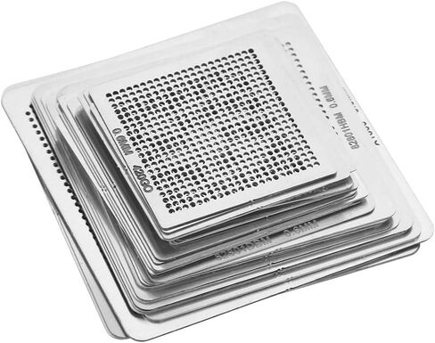 BGA Reballing Stencils، 33 قطعة من الفولاذ المقاوم للصدأ BGA قالب استنسل Reballing Rework Net سهل التركيب لأجهزة الكمبيوتر المحمول وسطح المكتب in Kuwait