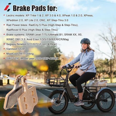 زوجان من وسادات فرامل الدراجة الإلكترونية لـ Rad Power RadCity 5 Plus/RadRover 6 Plus، Lectric XP Trike/3.0/4.0/XPeak/Xpress، Segway Ninbot GT1/GT2/Vanmoof S5/A5 SWFT Zip/BMX in Kuwait
