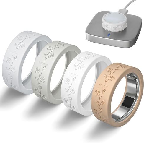 4 عبوات من أغطية الحلقات الرفيعة للغاية المتوافقة مع غطاء Oura Ring Gen 4/4 السيراميك/ Oura Gen 3، ملحقات حماية حلقات ذكية من السيليكون منقوش عليها زهور لطيفة ومضادة للخدش للنساء in Kuwait