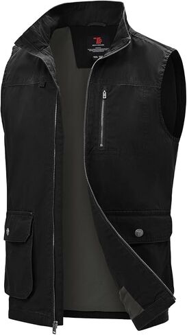 TBMPOY Men's Lightweight Vest Cotton Stylish Sleeveless Travel Casual Work Canvas Outerwear Utility Jacket Fishing Hiking in Saudi Arabia