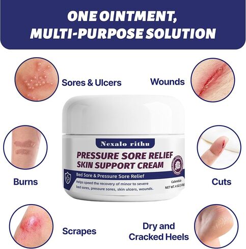 كريم قرح الفراش وكريم قرح الضغط مع الآذريون والصبار - عناية يومية لطيفة لقروح الفراش والقرح والجلد المتهيج، يوفر دعمًا مهدئًا، كريم علاج قرح السرير للاستخدام المنزلي والتمريضي in Kuwait