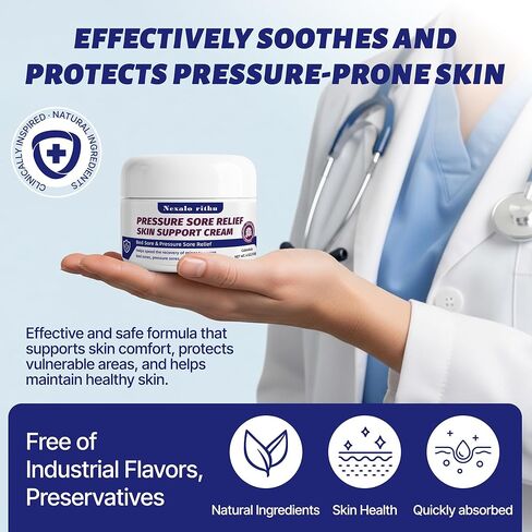 كريم قرح الفراش وكريم قرح الضغط مع الآذريون والصبار - عناية يومية لطيفة لقروح الفراش والقرح والجلد المتهيج، يوفر دعمًا مهدئًا، كريم علاج قرح السرير للاستخدام المنزلي والتمريضي in Kuwait