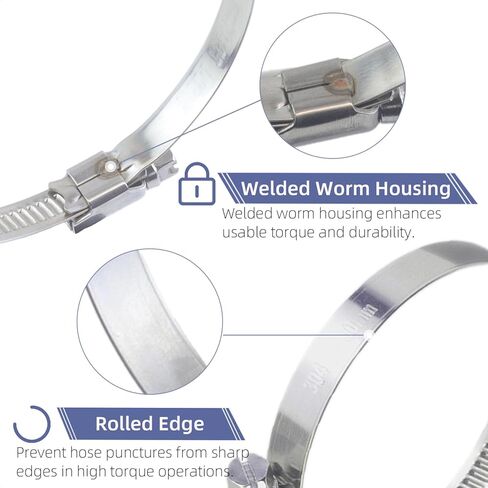 مجموعة من 4 مشابك خرطوم من الفولاذ المقاوم للصدأ من IndigoCase قابلة للتعديل من 2-3/4 بوصة إلى 3-1/2 بوصة (70-90 مم)، مشبك خرطوم عالي التحمل لخط حقن الوقود، والسباكة، والسيارات والتطبيقات الميكانيكية in Kuwait