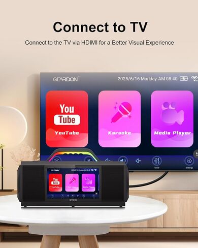 آلة كاريوكي للبالغين - مع عرض وشاشة كلمات الأغاني، نظام كاريوكي احترافي، 2 ميكروفونات لاسلكية، طاقة ذروة 200 وات، تطبيق كاريوكي مجاني، مكبر صوت كاريوكي محمول للحفلات المنزلية وأي مناسبة in Kuwait