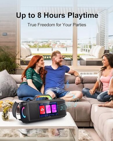 آلة كاريوكي للبالغين - مع عرض وشاشة كلمات الأغاني، نظام كاريوكي احترافي، 2 ميكروفونات لاسلكية، طاقة ذروة 200 وات، تطبيق كاريوكي مجاني، مكبر صوت كاريوكي محمول للحفلات المنزلية وأي مناسبة in Kuwait