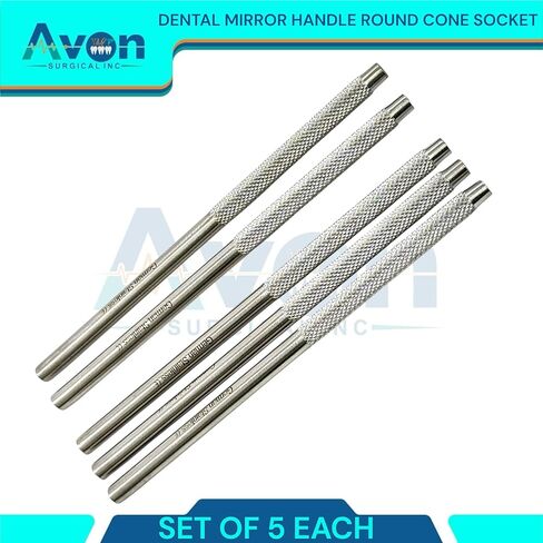 New Dental Cone Socket Mirror Handle -Dental Mirror Handles Only, Cone Socket-Dental Application-Set of 5 in Saudi Arabia