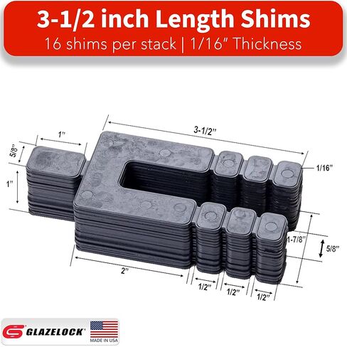 حشوات بلاستيكية قابلة للتقشير لتسوية 960 قطعة (طول 3-1/2 بوصة - سمك 1/16 بوصة) على شكل حرف U مقاس 5/8 بوصة بفتحة مسمار لتسوية النوافذ والأبواب والأرضيات والمراحيض - صنع في الولايات المتحدة الأمريكية in Kuwait