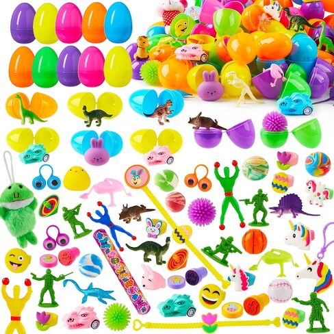 Joyin 200 PCS Prected Easter Eggs مع ألعاب وملصقات حداثة ، وملء علاجات ، وصيد بيض عيد الفصح ، وحشو السلة ، وصالح الحفلات موضوع ، جائزة الفصل الدراسي in Kuwait