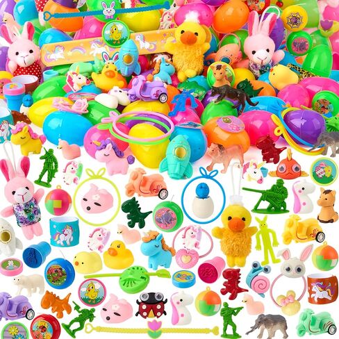 Joyin 200 PCS Prected Easter Eggs مع ألعاب وملصقات حداثة ، وملء علاجات ، وصيد بيض عيد الفصح ، وحشو السلة ، وصالح الحفلات موضوع ، جائزة الفصل الدراسي in Kuwait