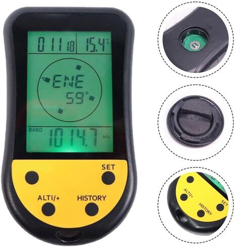 مقياس الارتفاع الرقمي الإلكتروني مع إضاءة خلفية LCD ومقياس الحرارة وساعة توقعات الطقس ووظائف التقويم للتنزه سيرًا على الأقدام والتسلق وصيد الأسماك والتخييم in Kuwait