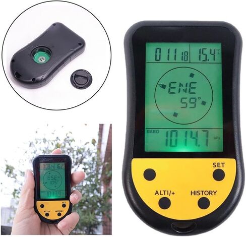 مقياس الارتفاع الرقمي الإلكتروني مع إضاءة خلفية LCD ومقياس الحرارة وساعة توقعات الطقس ووظائف التقويم للتنزه سيرًا على الأقدام والتسلق وصيد الأسماك والتخييم in Kuwait