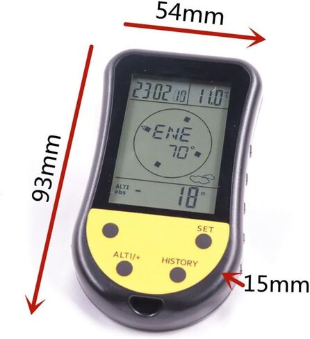 مقياس الارتفاع الرقمي الإلكتروني مع إضاءة خلفية LCD ومقياس الحرارة وساعة توقعات الطقس ووظائف التقويم للتنزه سيرًا على الأقدام والتسلق وصيد الأسماك والتخييم in Kuwait