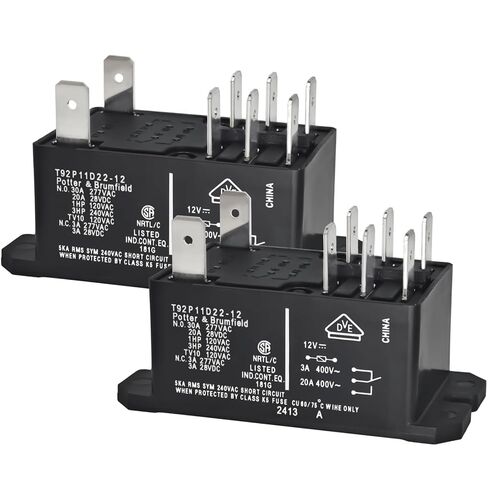 T92P11D22-12 Power Relay (Pack of 2) - DPDT, 12V DC Coil, 30A 120/277VAC General Purpose Relay in Saudi Arabia