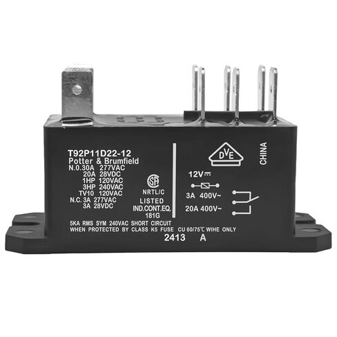 T92P11D22-12 Power Relay (Pack of 2) - DPDT, 12V DC Coil, 30A 120/277VAC General Purpose Relay in Saudi Arabia