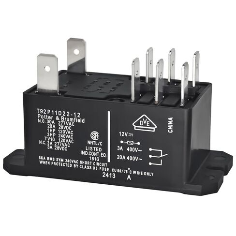 T92P11D22-12 Power Relay (Pack of 2) - DPDT, 12V DC Coil, 30A 120/277VAC General Purpose Relay in Saudi Arabia