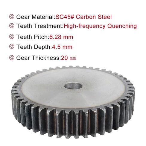 Spur Gear 2M49/50/51/52T Bore14/16mm Teeth Pitch 6.28mm Teeth Depth4.5mm Motor Gear Height 20mm 1Pcs(2M51T (Bore 16 mm)) in Saudi Arabia
