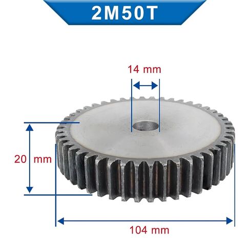 Spur Gear 2M49/50/51/52T Bore14/16mm Teeth Pitch 6.28mm Teeth Depth4.5mm Motor Gear Height 20mm 1Pcs(2M51T (Bore 16 mm)) in Saudi Arabia