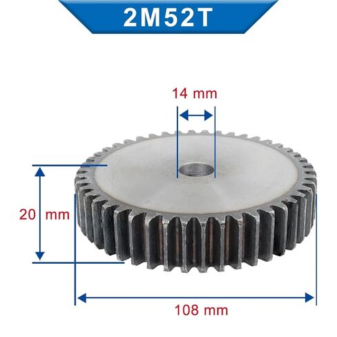Spur Gear 2M49/50/51/52T Bore14/16mm Teeth Pitch 6.28mm Teeth Depth4.5mm Motor Gear Height 20mm 1Pcs(2M51T (Bore 16 mm)) in Saudi Arabia