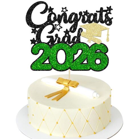 Gyufise 1 Pack Graduation Cake Decorations 2025 - Congrats Grad Cake Topper, Red Cupcake Toppers Picks for Senior High School, University, College Party Supplies in Kuwait
