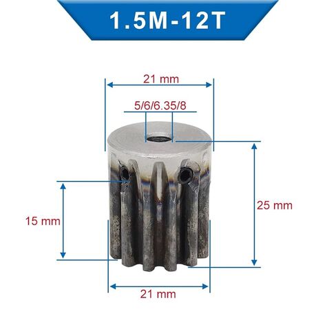 1.5M12T Spur Gear Bore Size 5/6/6.35/8 Mm Pinion Gear Low Carbon Steel Material Gear Wheel 1Pcs(6 mm) in Saudi Arabia