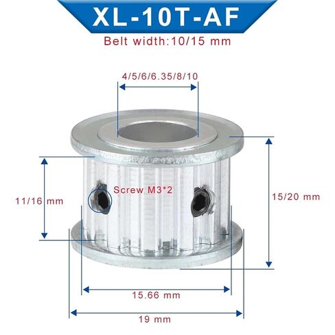 XL 10T Teeth Pitch 5.08mm AF Shape Bore Size 4/5/6/6.35/8mm Aluminum Alloy Pulley Wheel Belt Width 10/15mm 1Pcs(6.35 mm,Belt Width 10 mm) in Saudi Arabia