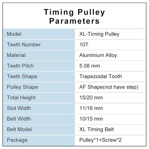XL 10T Teeth Pitch 5.08mm AF Shape Bore Size 4/5/6/6.35/8mm Aluminum Alloy Pulley Wheel Belt Width 10/15mm 1Pcs(5 mm,Belt Width 15 mm) in Saudi Arabia